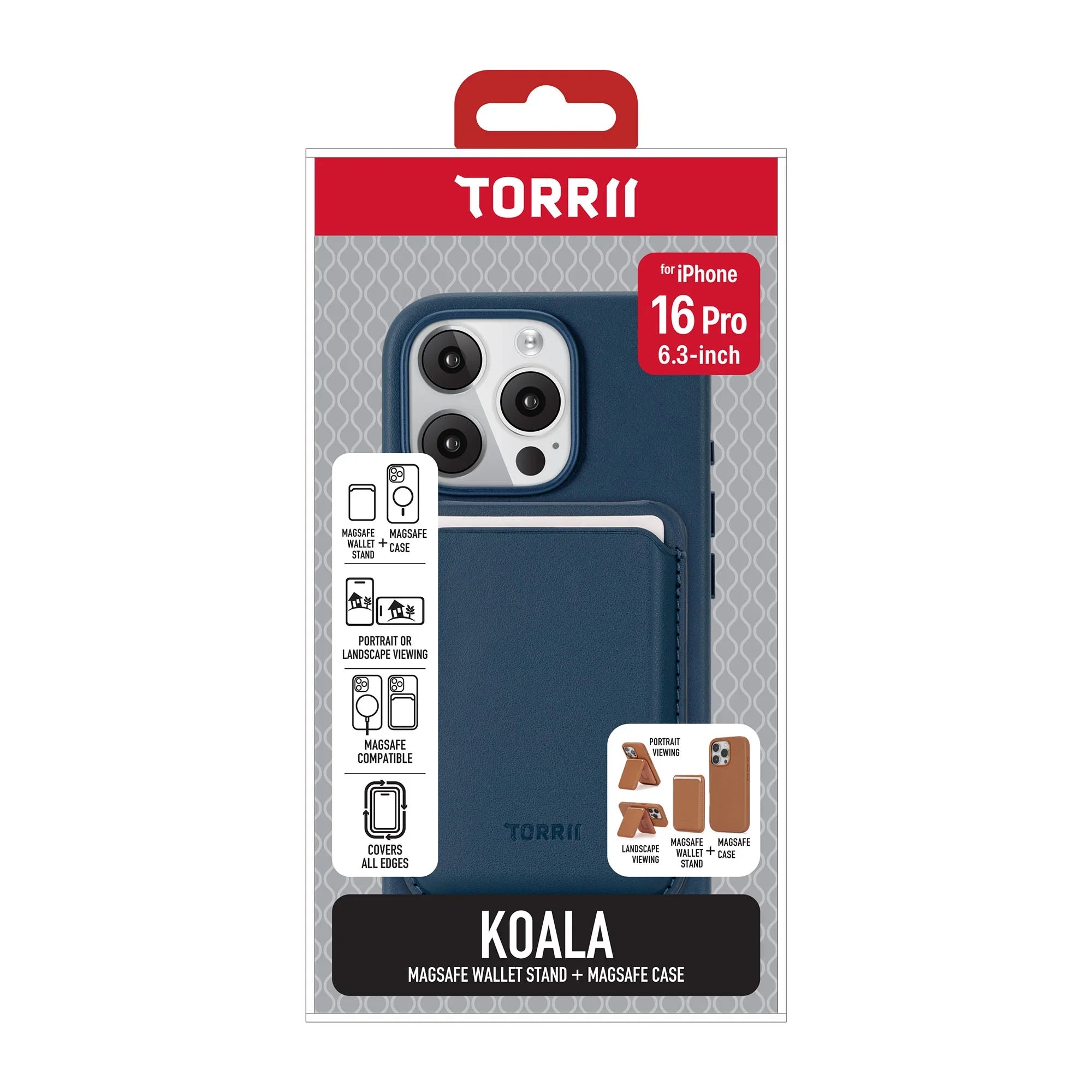 iPhone 16 Pro Torrii Koala MagSafe Case + Wallet Stand - Navy - Tashqila iPhone 16 Pro Torrii Koala MagSafe Case + Wallet Stand - Navy - Tashqila